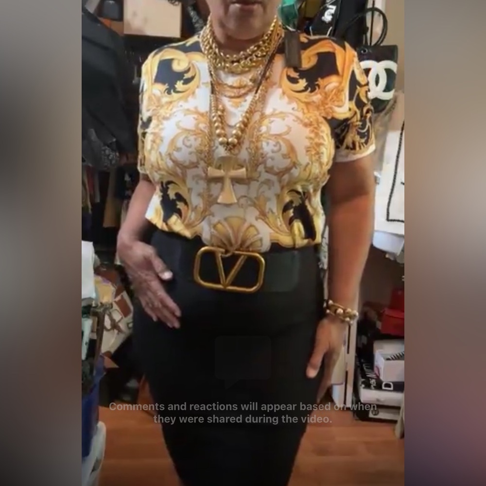 Elegant Gold and Black Patterned Women's Top